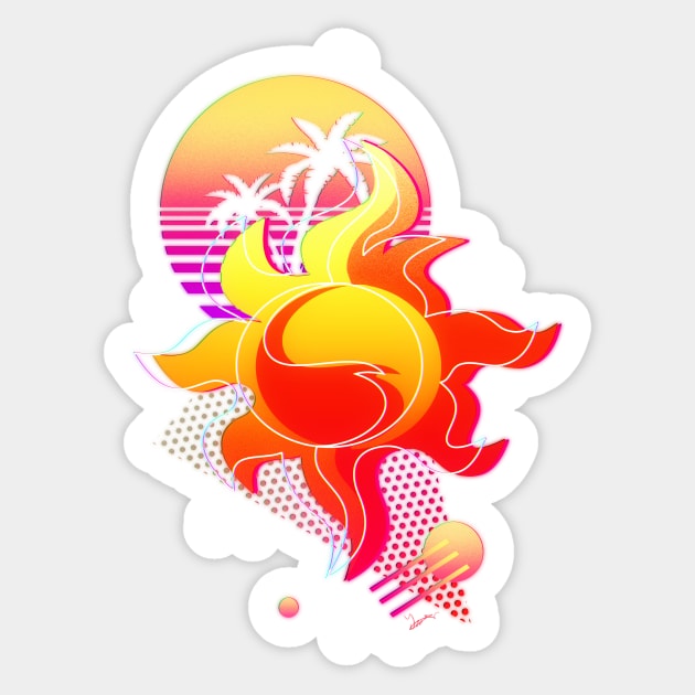 Synthwave Sunset Shimmer Cutie Mark Sticker by Ilona's Store